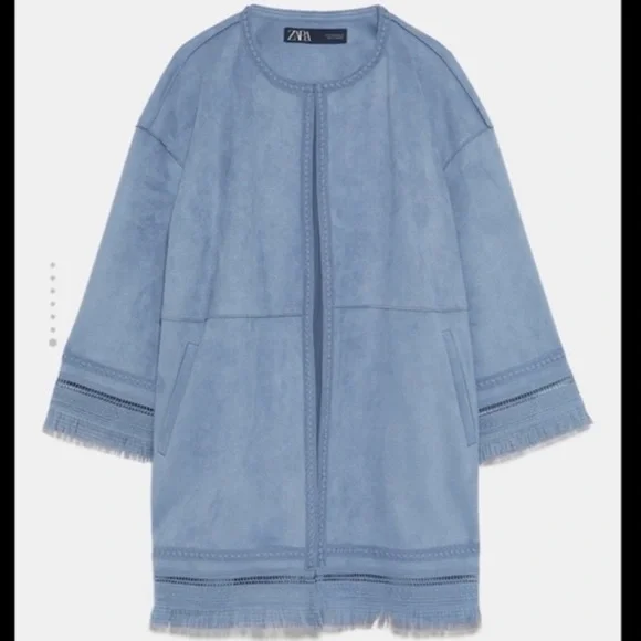 Zara Fringed Faux Suede Jacket - Picture 2 of 9